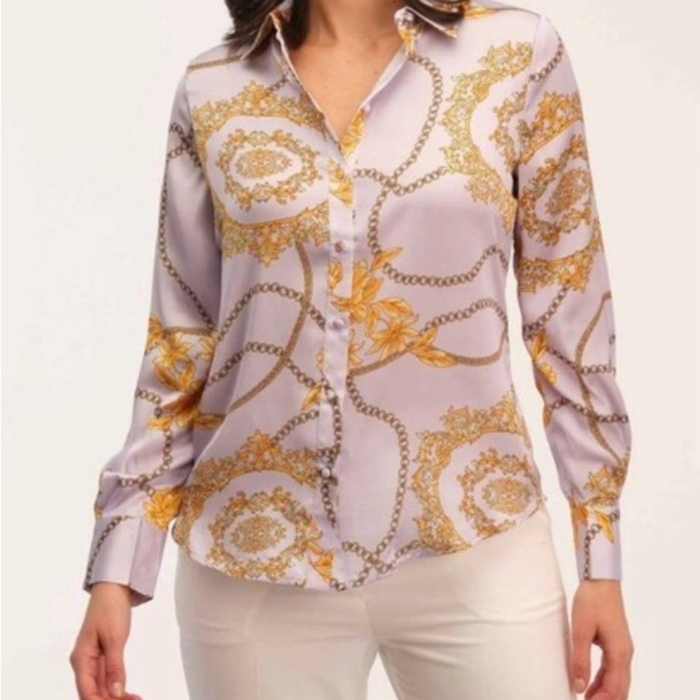 INDUSTRY Chain Print Button Down Blouse size small